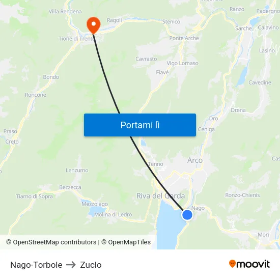 Nago-Torbole to Zuclo map