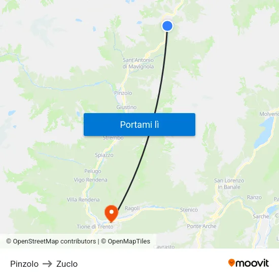 Pinzolo to Zuclo map