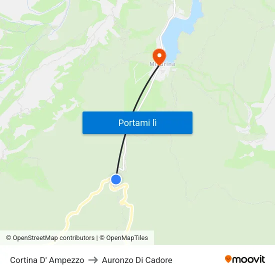 Cortina D' Ampezzo to Auronzo Di Cadore map