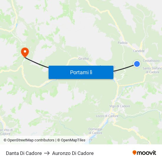 Danta Di Cadore to Auronzo Di Cadore map