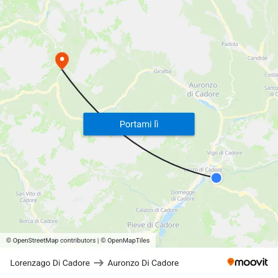 Lorenzago Di Cadore to Auronzo Di Cadore map