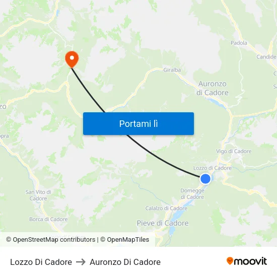 Lozzo Di Cadore to Auronzo Di Cadore map