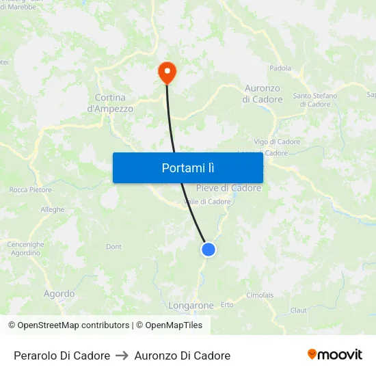 Perarolo Di Cadore to Auronzo Di Cadore map