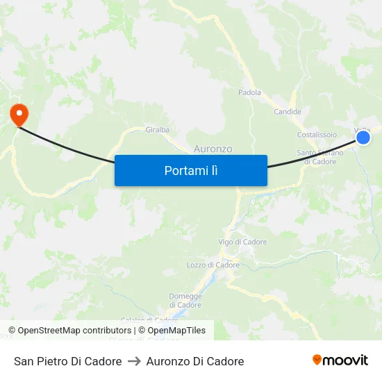 San Pietro Di Cadore to Auronzo Di Cadore map