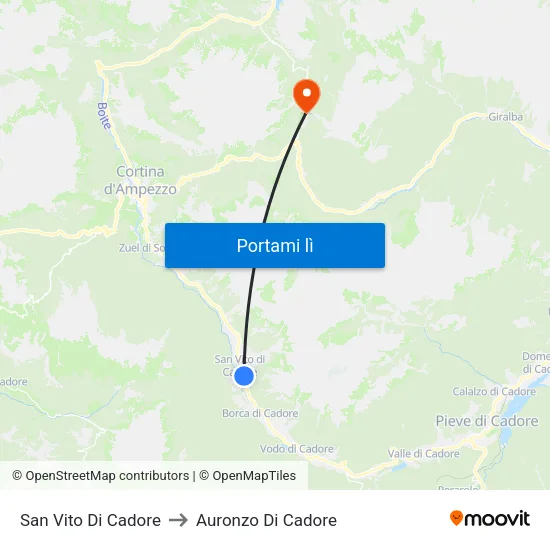 San Vito Di Cadore to Auronzo Di Cadore map