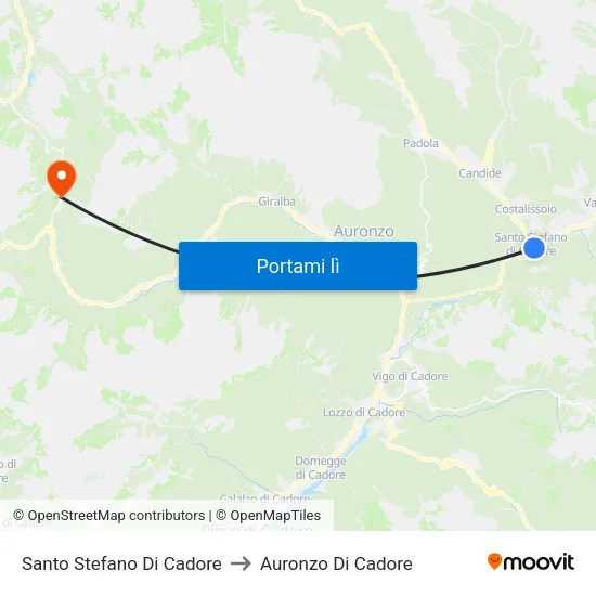 Santo Stefano Di Cadore to Auronzo Di Cadore map
