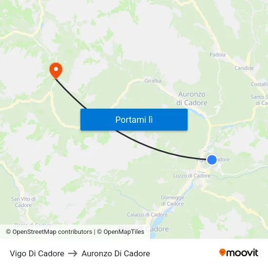 Vigo Di Cadore to Auronzo Di Cadore map