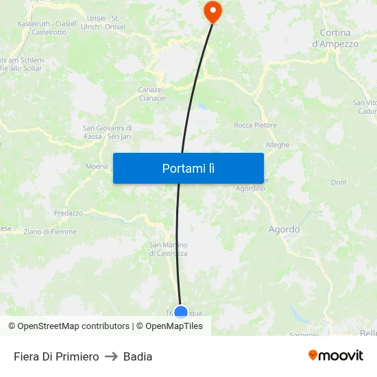 Fiera Di Primiero to Badia map