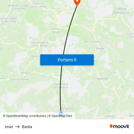Imer to Badia map