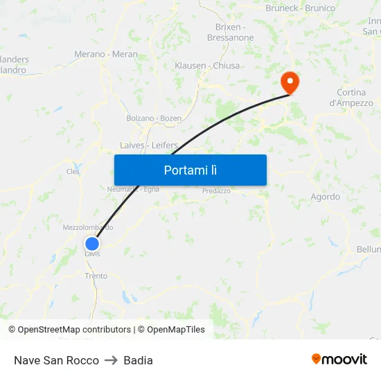 Nave San Rocco to Badia map