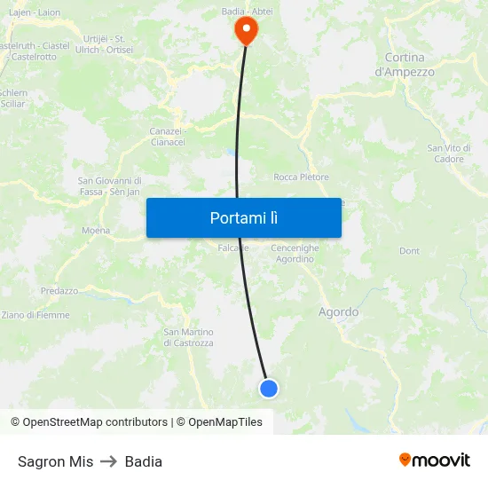 Sagron Mis to Badia map