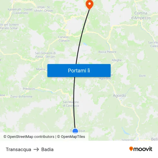 Transacqua to Badia map