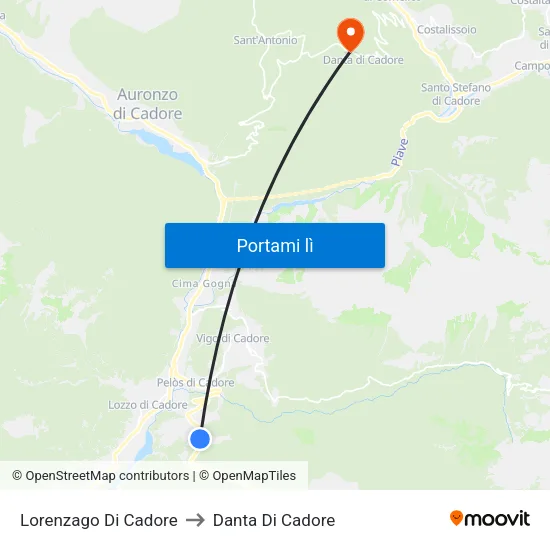 Lorenzago Di Cadore to Danta Di Cadore map