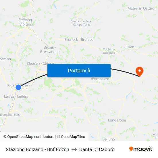 Stazione Bolzano - Bhf Bozen to Danta Di Cadore map