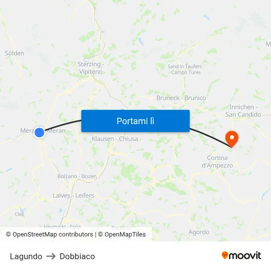 Lagundo to Dobbiaco map
