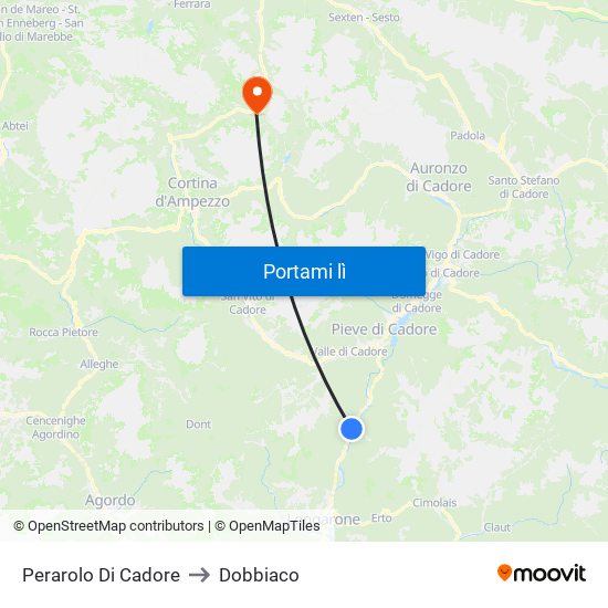 Perarolo Di Cadore to Dobbiaco map