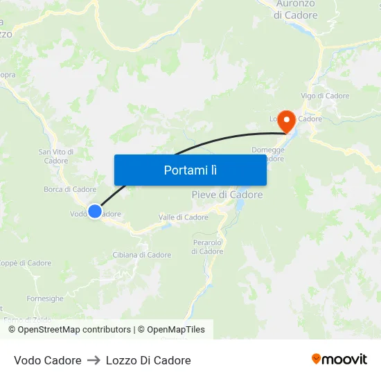Vodo Cadore to Lozzo Di Cadore map