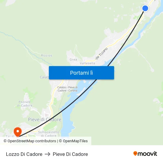 Lozzo Di Cadore to Pieve Di Cadore map