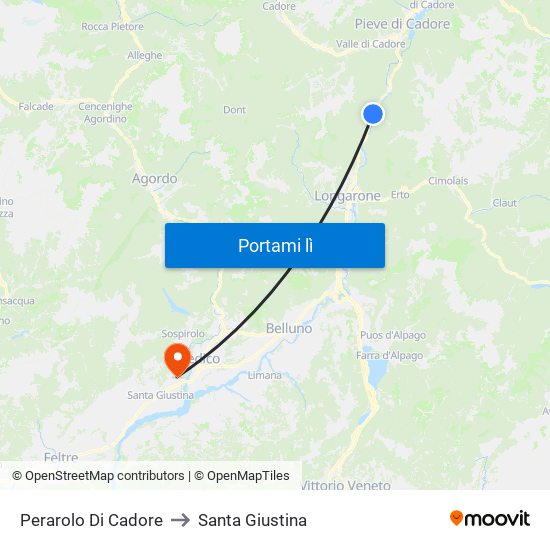 Perarolo Di Cadore to Santa Giustina map