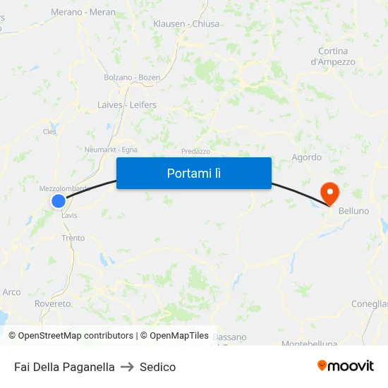 Fai Della Paganella to Sedico map