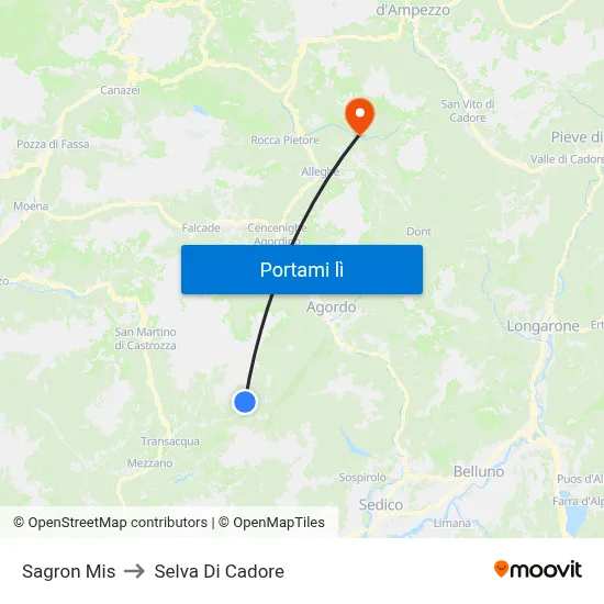 Sagron Mis to Selva Di Cadore map
