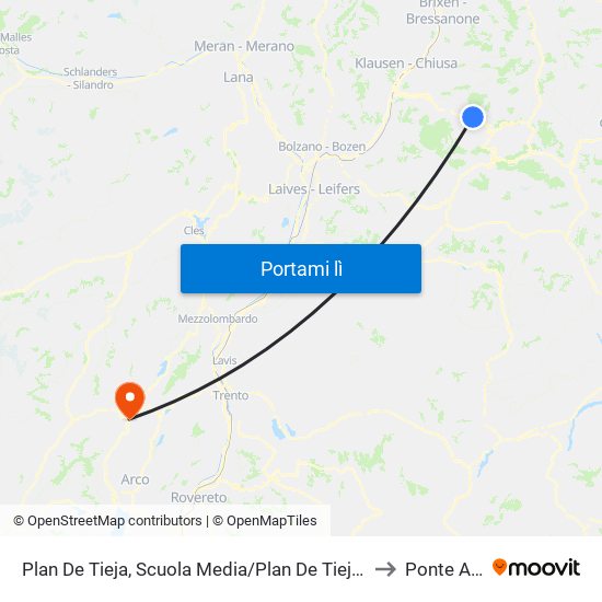 Plan De Tieja, Scuola Media/Plan De Tieja, Mittelschule to Ponte Arche map