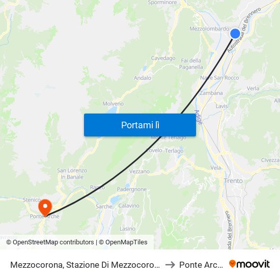 Mezzocorona, Stazione Di Mezzocorona/ to Ponte Arche map