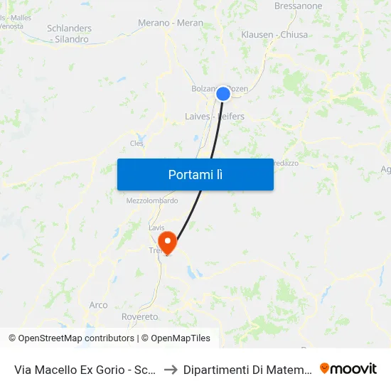 Via Macello Ex Gorio - Schlachthofstr. E to Dipartimenti Di Matematica E Fisica map