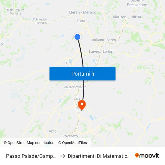 Passo Palade/Gampenpass to Dipartimenti Di Matematica E Fisica map