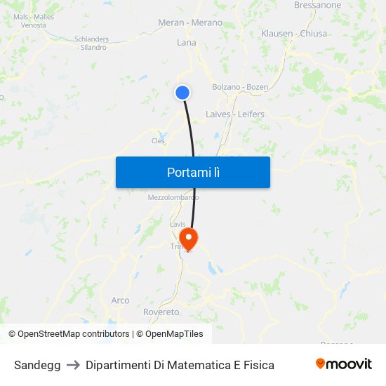 Sandegg to Dipartimenti Di Matematica E Fisica map