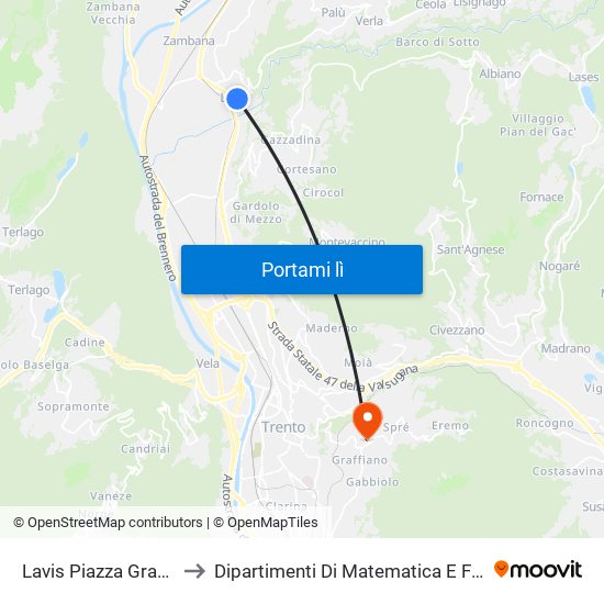 Lavis Piazza Grazioli to Dipartimenti Di Matematica E Fisica map