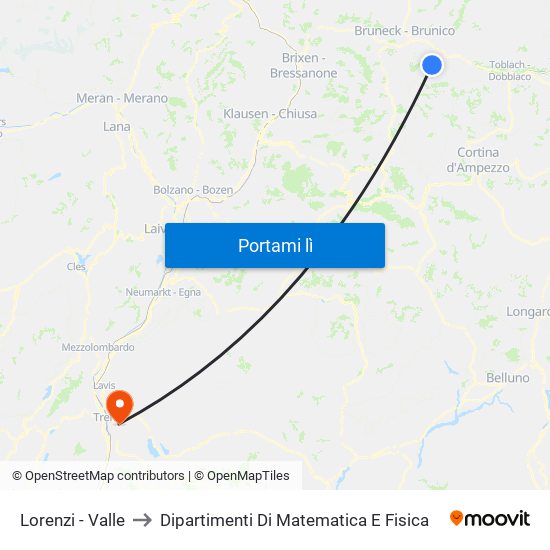 Lorenzi - Valle to Dipartimenti Di Matematica E Fisica map