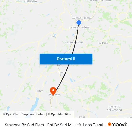 Stazione Bz Sud Fiera - Bhf Bz Süd Messe to Laba Trentino map