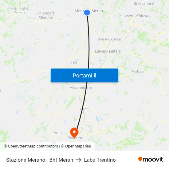 Stazione Merano - Bhf Meran to Laba Trentino map