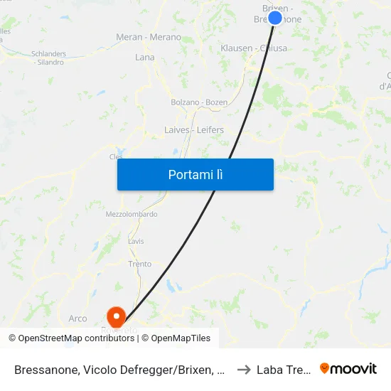 Bressanone, Vicolo Defregger/Brixen, Defreggerweg to Laba Trentino map