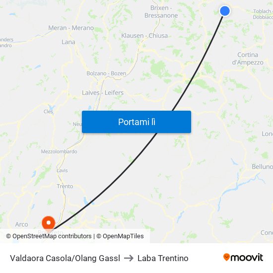 Valdaora Casola/Olang Gassl to Laba Trentino map