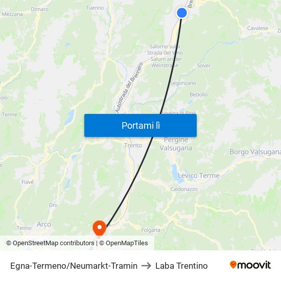 Egna-Termeno/Neumarkt-Tramin to Laba Trentino map