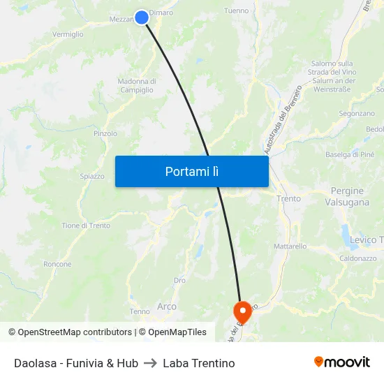 Daolasa - Funivia & Hub to Laba Trentino map