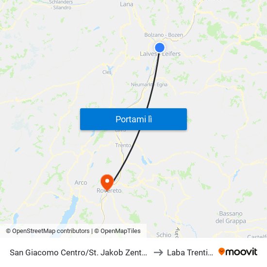 San Giacomo Centro/St. Jakob Zentrum to Laba Trentino map