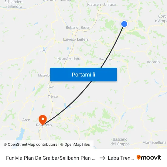 Funivia Plan De Gralba/Seilbahn Plan De Gralba to Laba Trentino map