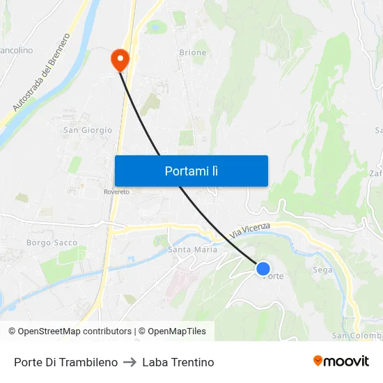 Porte Di Trambileno to Laba Trentino map
