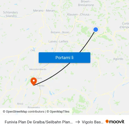 Funivia Plan De Gralba/Seilbahn Plan De Gralba to Vigolo Baselga map