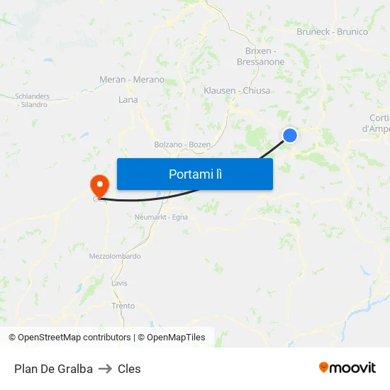 Plan De Gralba to Cles map