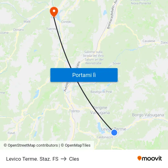 Levico Terme. Staz. FS to Cles map