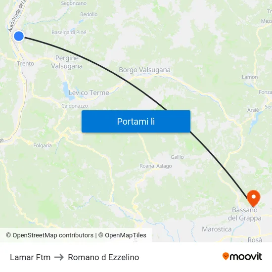 Lamar Ftm to Romano d Ezzelino map