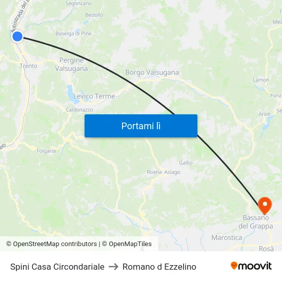 Spini Casa Circondariale to Romano d Ezzelino map