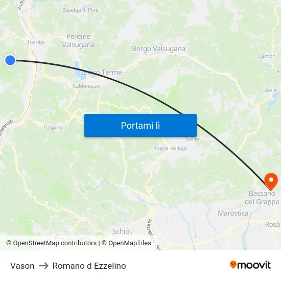 Vason to Romano d Ezzelino map