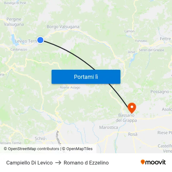 Campiello Di Levico to Romano d Ezzelino map