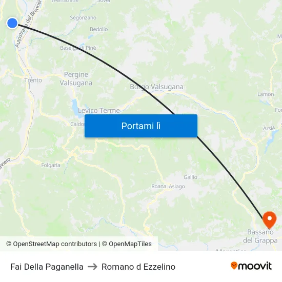 Fai Della Paganella to Romano d Ezzelino map