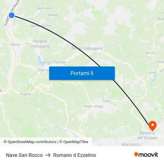 Nave San Rocco to Romano d Ezzelino map